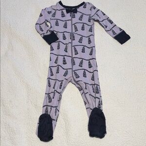 EUC TBBC Baby Girl Purple and Navy Night Night Pajama Onsie Size 12-18